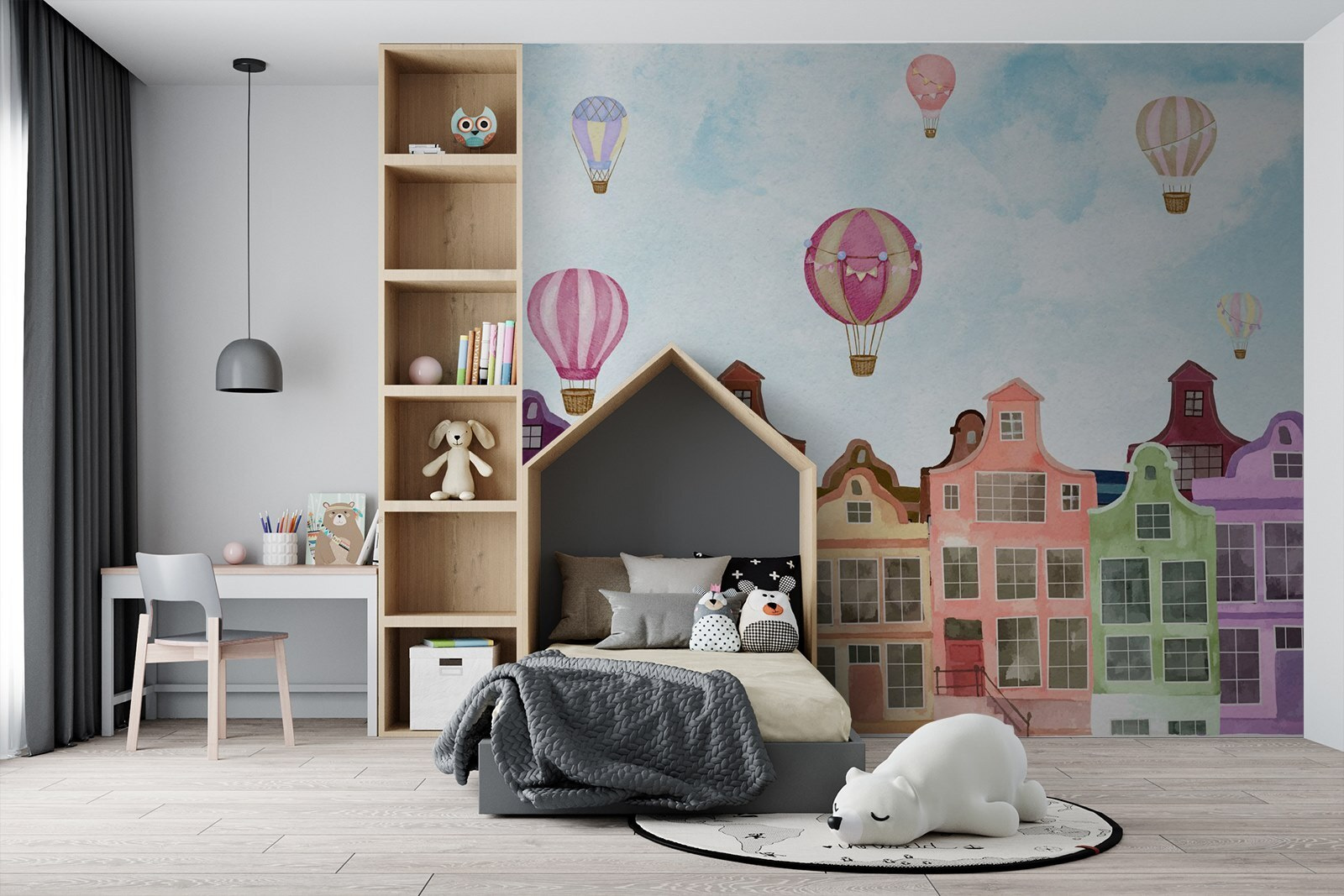 u71849pir1m - Grupo de edifícios com balões de ar quente - tegory