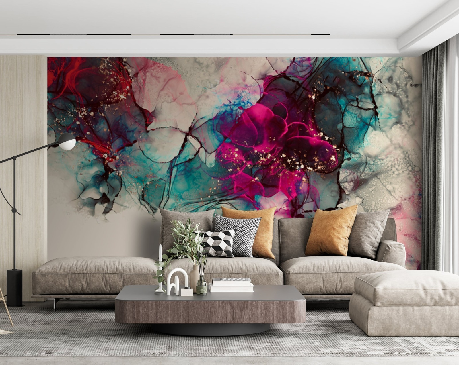 Colorful abstract fluid art composition