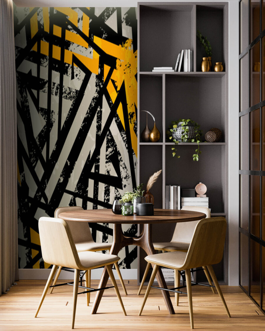 Papel de parede Padrão preto e amarelo - Image 3