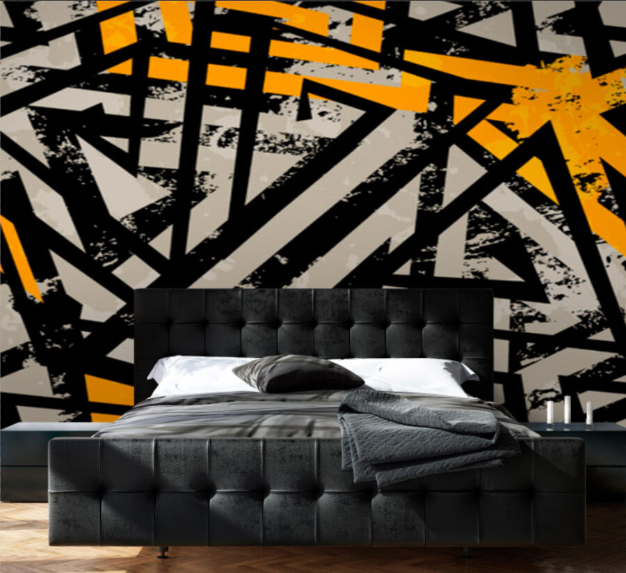 Papel de parede Padrão preto e amarelo - Image 2