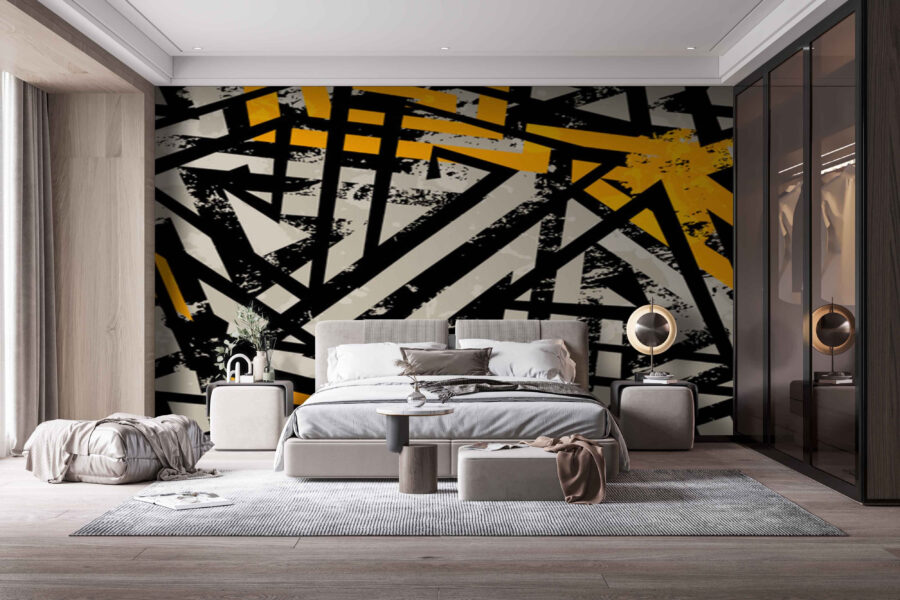 Papel de parede Padrão preto e amarelo