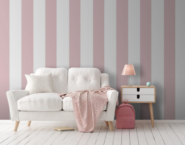 Papel de parede às riscas cor-de-rosa e brancas Papel de parede às riscas cor-de-rosa e brancas