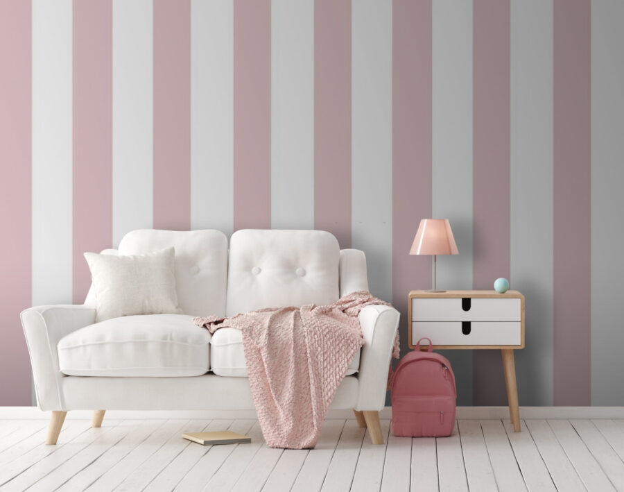 Papel de parede às riscas cor-de-rosa e brancas Papel de parede às riscas cor-de-rosa e brancas