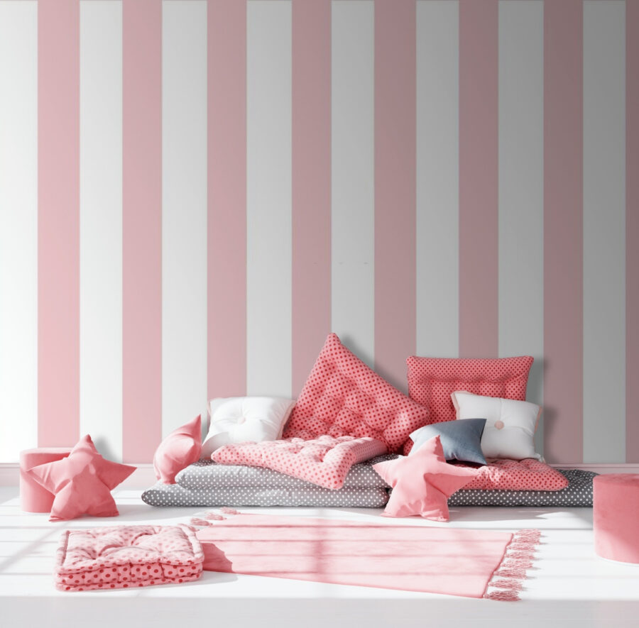 Papel de parede às riscas cor-de-rosa e brancas Papel de parede às riscas cor-de-rosa e brancas