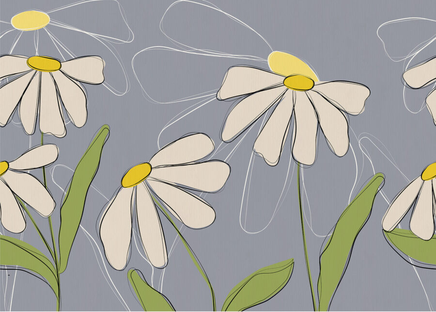 Desenho de flores sobre um fundo cinzento
