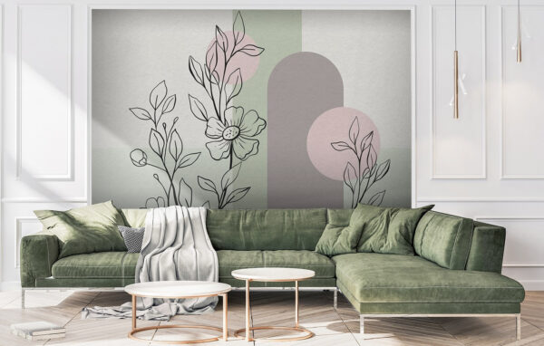 Desenho de uma flor e folhas Desenho de uma flor e folhas