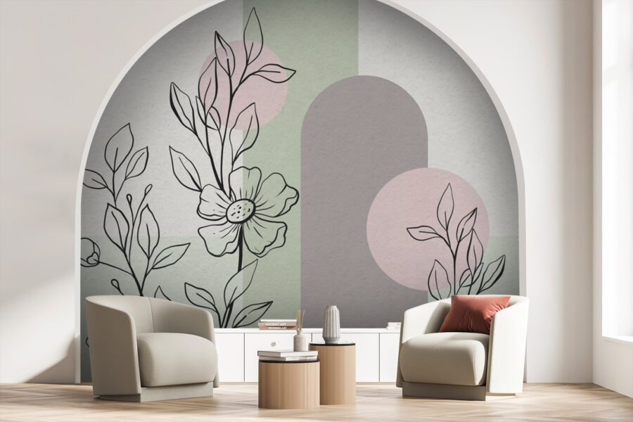 Desenho de uma flor e folhas