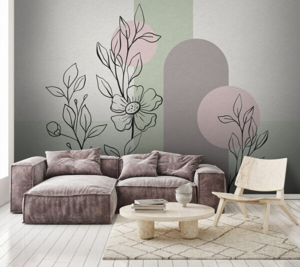 Desenho de uma flor e folhas Desenho de uma flor e folhas