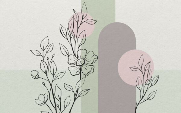 Desenho de uma flor e folhas Desenho de uma flor e folhas
