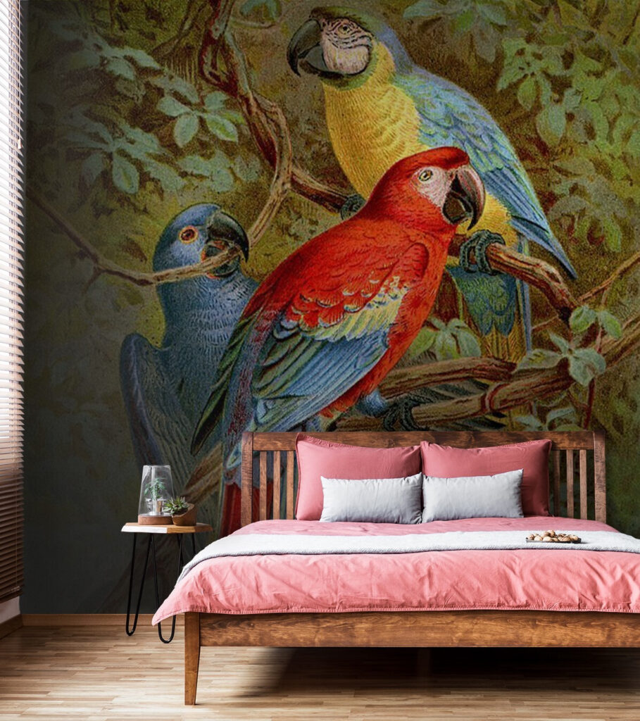 u71620pib1m 909x1024 - Grupo de pássaros coloridos num ramo de árvore - tegory