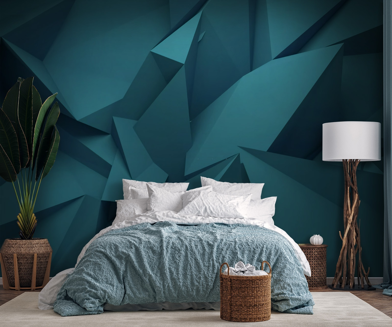 Blue polygonal shapes