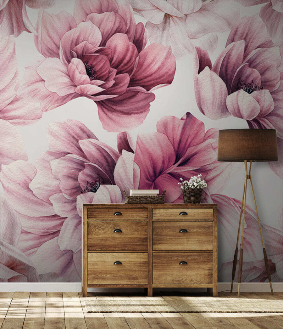 Flores delicadas em tons pastel suaves.