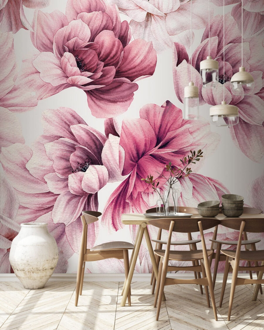 Flores delicadas em tons pastel suaves.