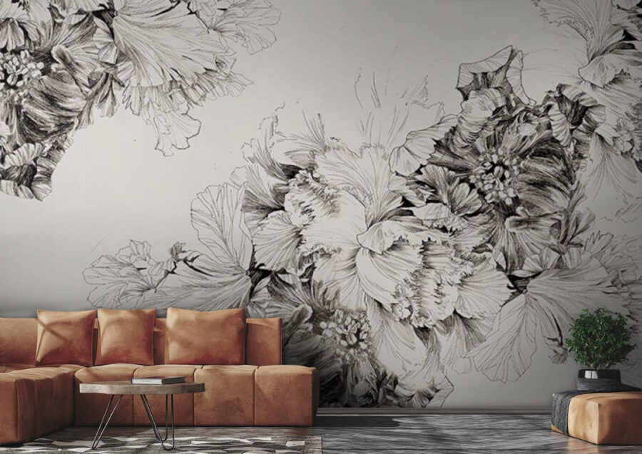 Desenho de flores sobre um fundo branco