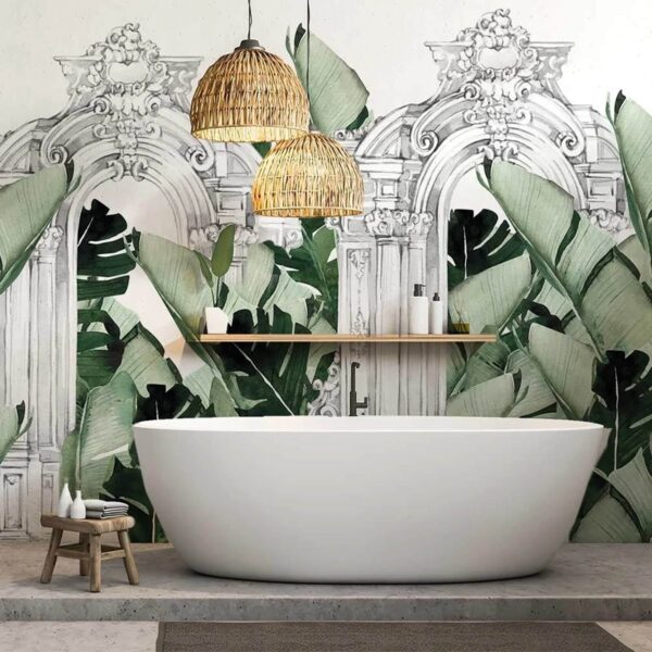 Arco branco com folhas verdes Arco branco com folhas verdes