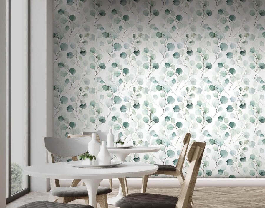 Papel de parede Padrão de folhas verdes - Image 2