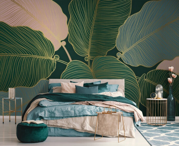 Folhas tropicais com linhas elegantes. Folhas tropicais com linhas elegantes.
