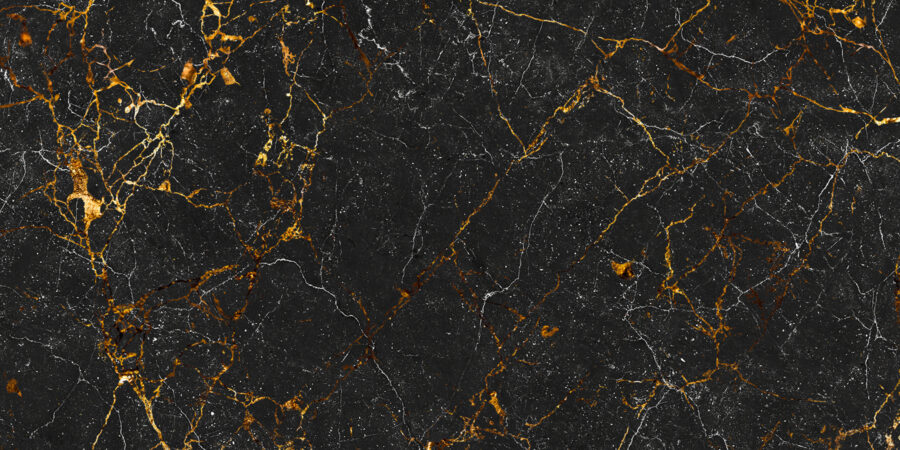 Papel de parede Mármore preto com veios âmbar. - Image 4