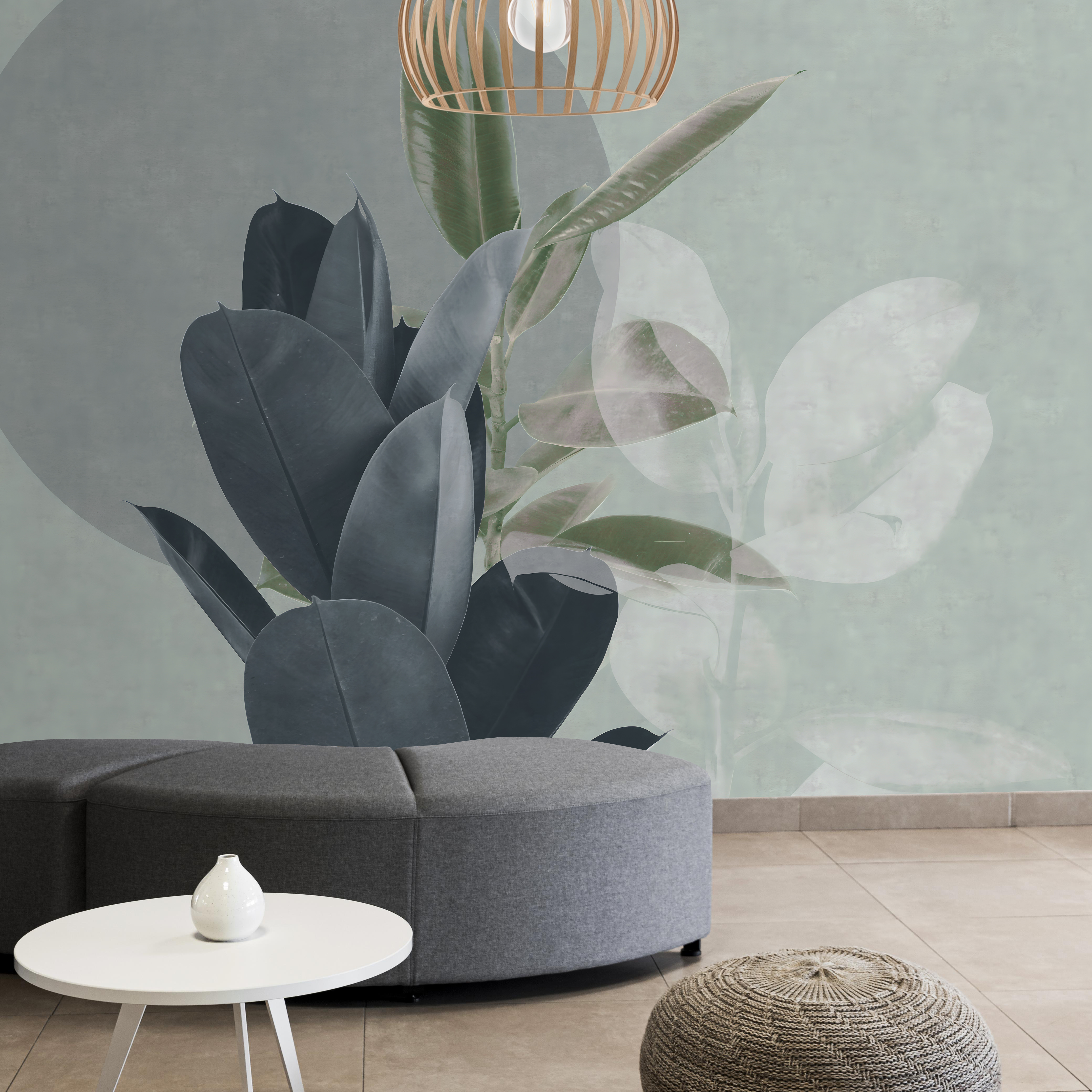 Elegant leaves on a pastel backdrop
