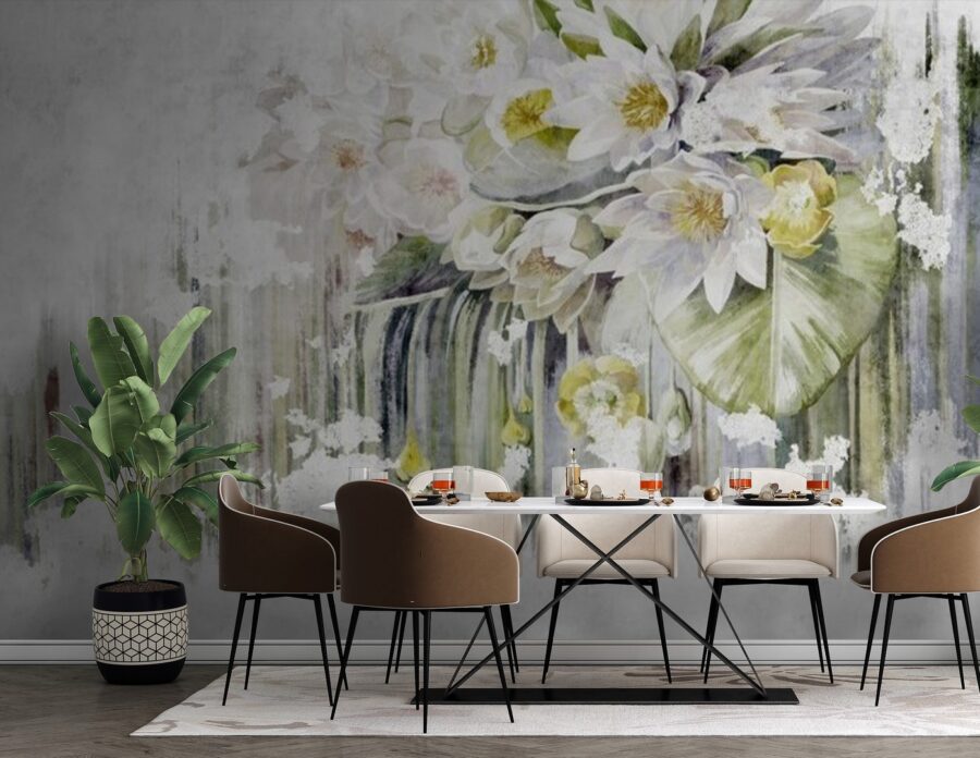 Papel de parede Pintura de flores sobre um fundo branco - Image 3