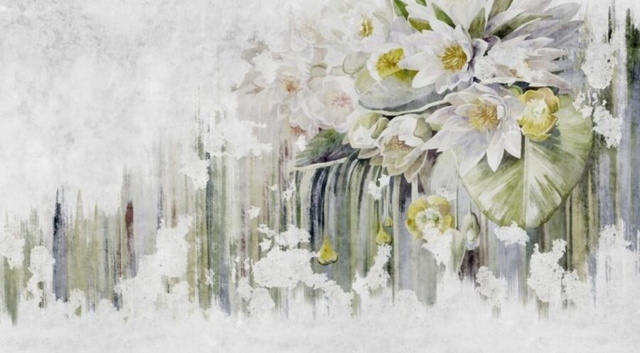 Papel de parede Pintura de flores sobre um fundo branco - Image 4