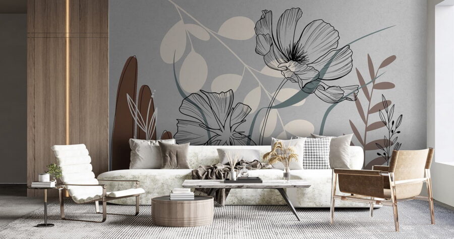 Desenho de flores e folhas Desenho de flores e folhas