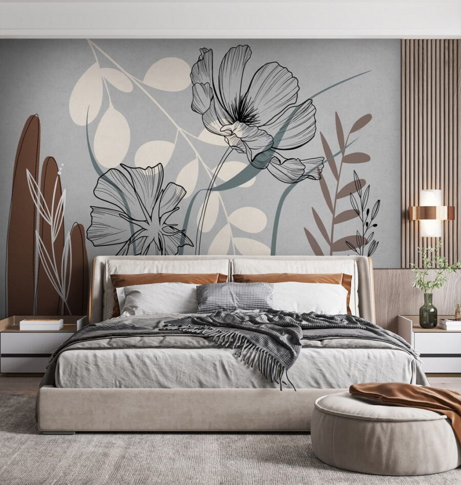 Desenho de flores e folhas Desenho de flores e folhas