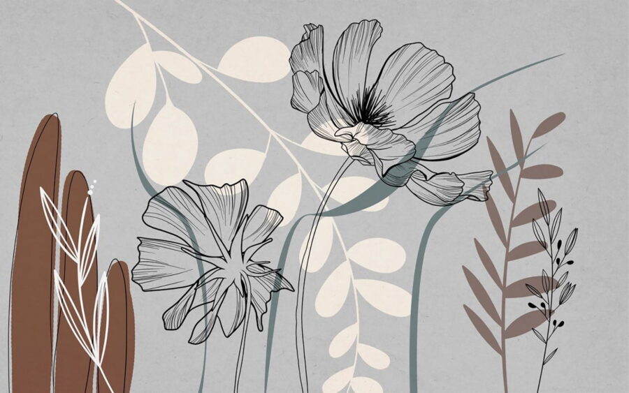 Desenho de flores e folhas Desenho de flores e folhas