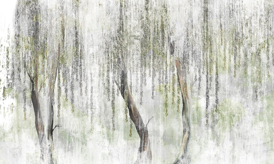 Pintura de árvores com folhas