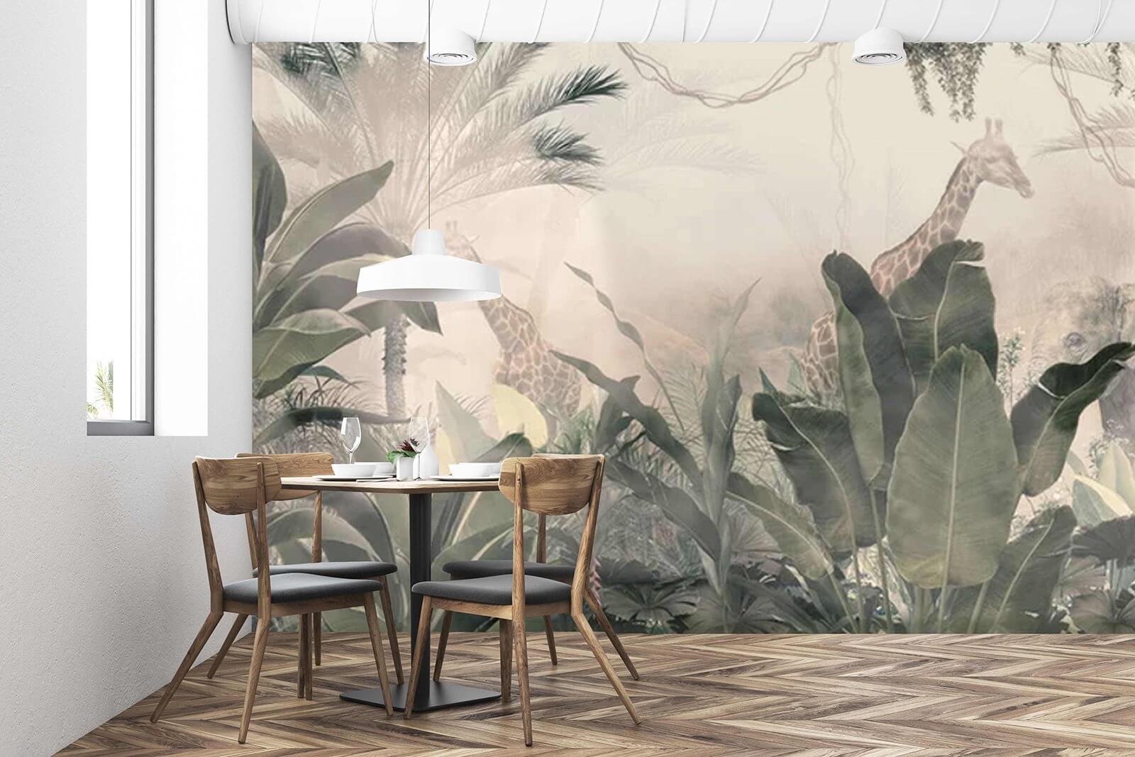 u71250piq1m - Girafas numa floresta com árvores e plantas - tegory