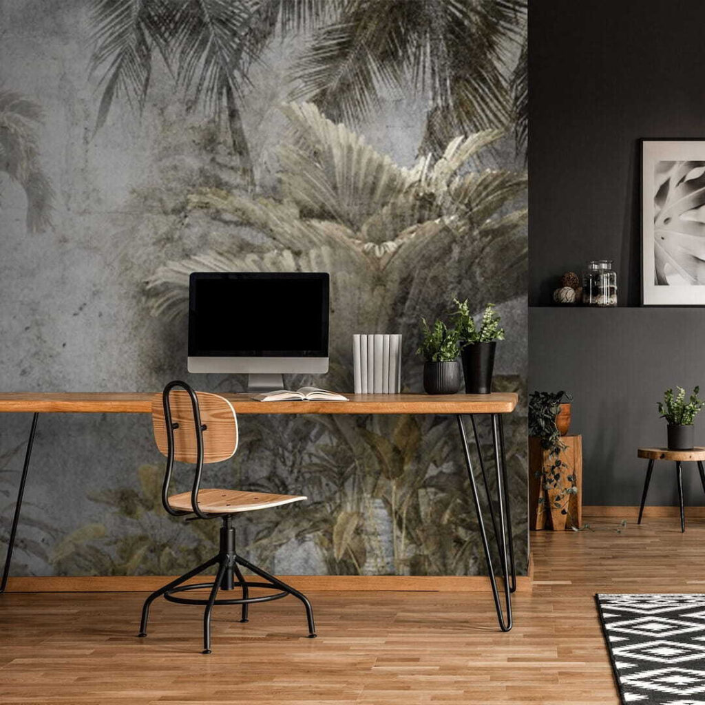 Palm trees on a concrete wall Palm trees on a concrete wall