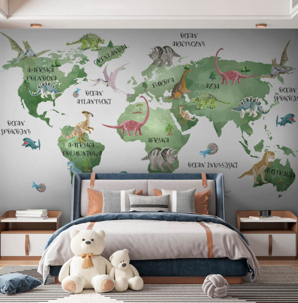 Mapa do mundo com dinossauros Mapa do mundo com dinossauros