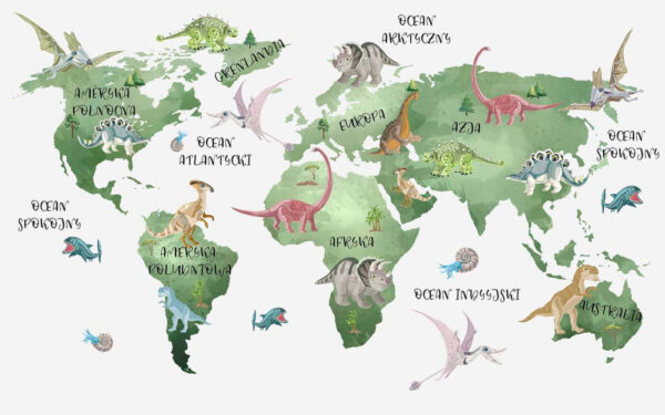 Mapa do mundo com dinossauros Mapa do mundo com dinossauros