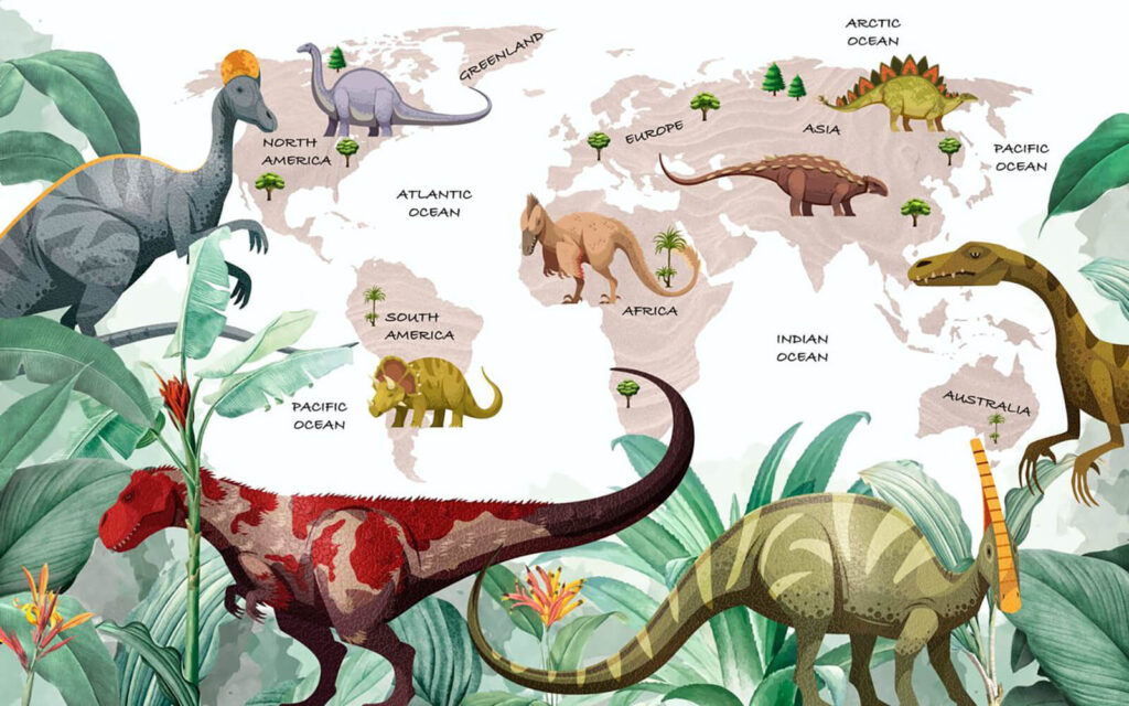 Mapa dos dinossauros com plantas e nomes Mapa dos dinossauros com plantas e nomes