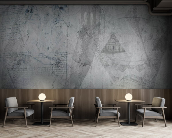 Papel de parede cinzento e branco com desenhos Papel de parede cinzento e branco com desenhos