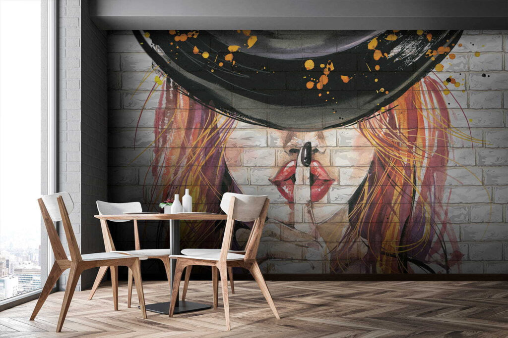 Painting of a woman with a hat Painting of a woman with a hat