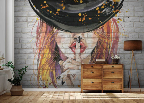Pintura de uma mulher com um chapéu Pintura de uma mulher com um chapéu