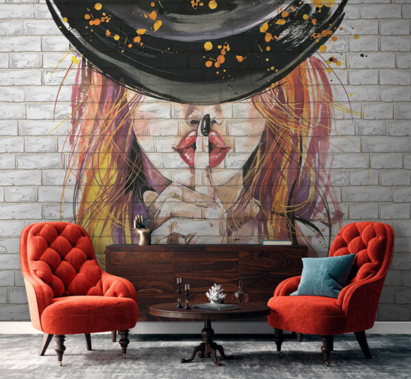 Pintura de uma mulher com um chapéu Pintura de uma mulher com um chapéu