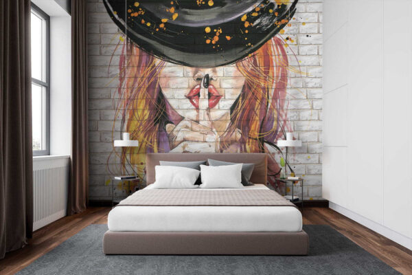 Pintura de uma mulher com um chapéu Pintura de uma mulher com um chapéu