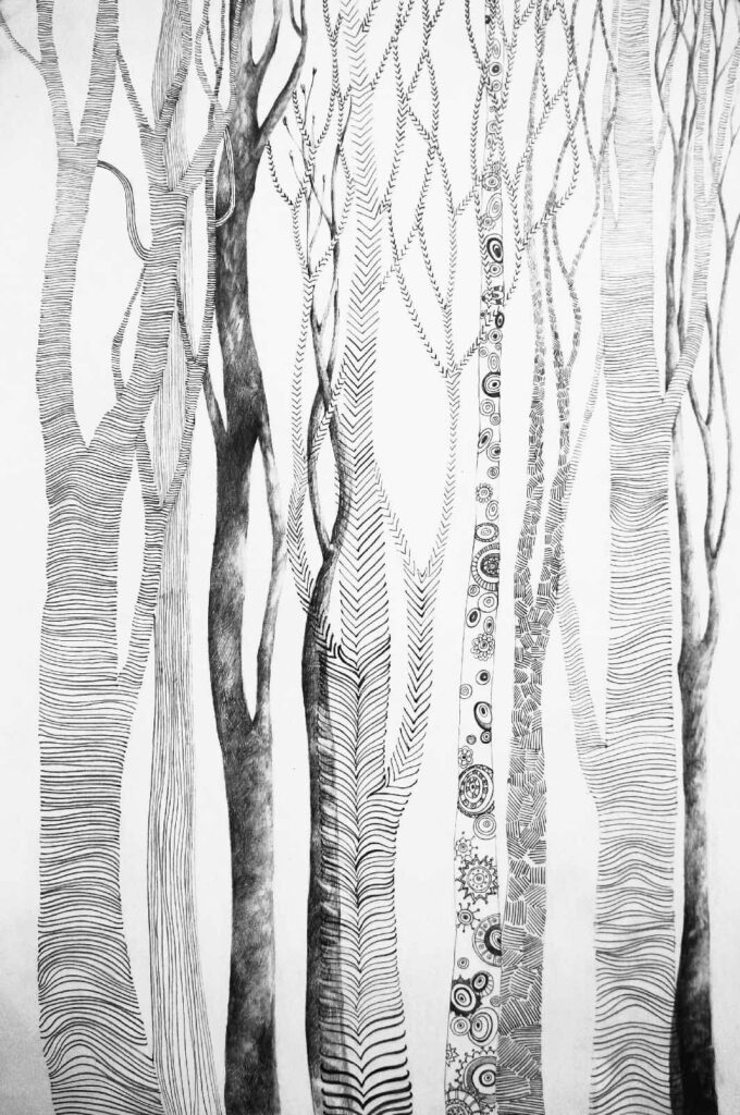 Desenho de árvores com linhas Desenho de árvores com linhas