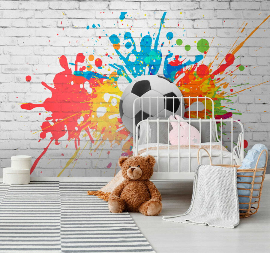 Papel de parede Bola de futebol numa parede de tijolo - Image 7