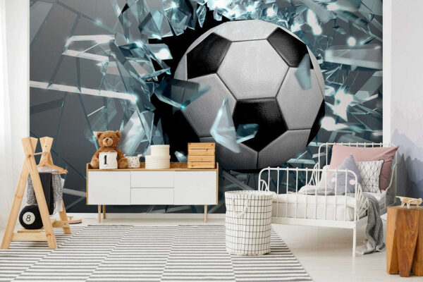Bola de futebol a atravessar um vidro Bola de futebol a atravessar um vidro