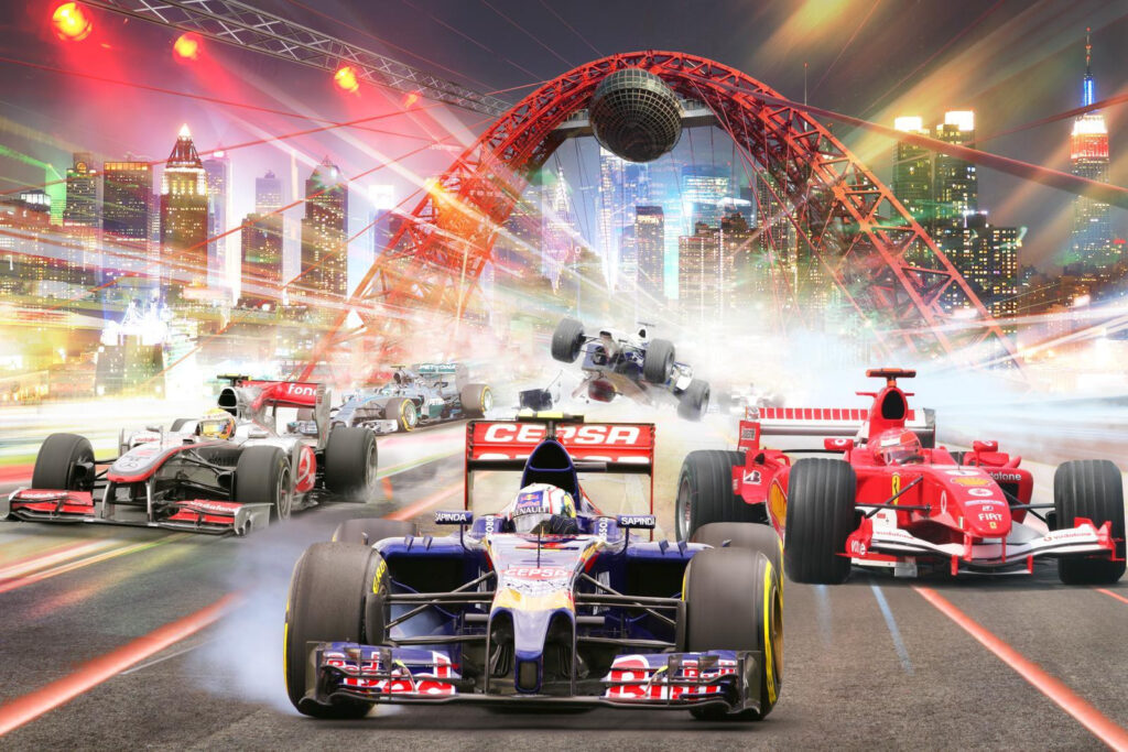 Race car racing on a track Race car racing on a track