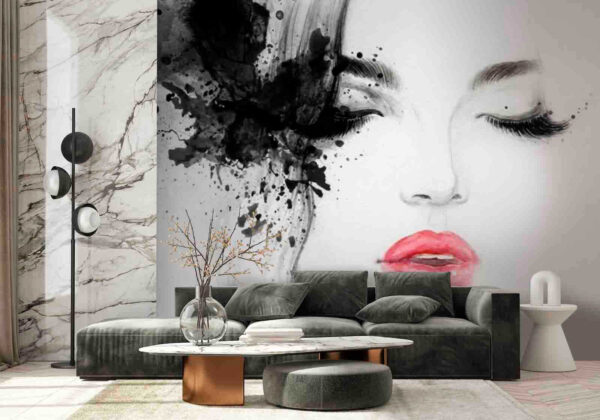 Mulher com pintura a preto e branco Mulher com pintura a preto e branco