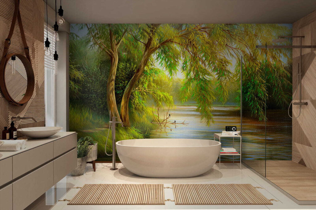 River with trees and grass River with trees and grass