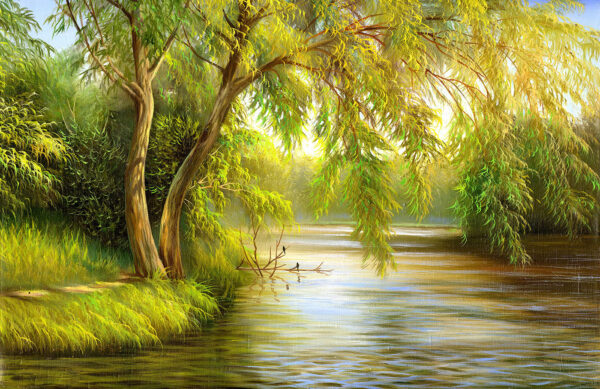 River with trees and grass River with trees and grass
