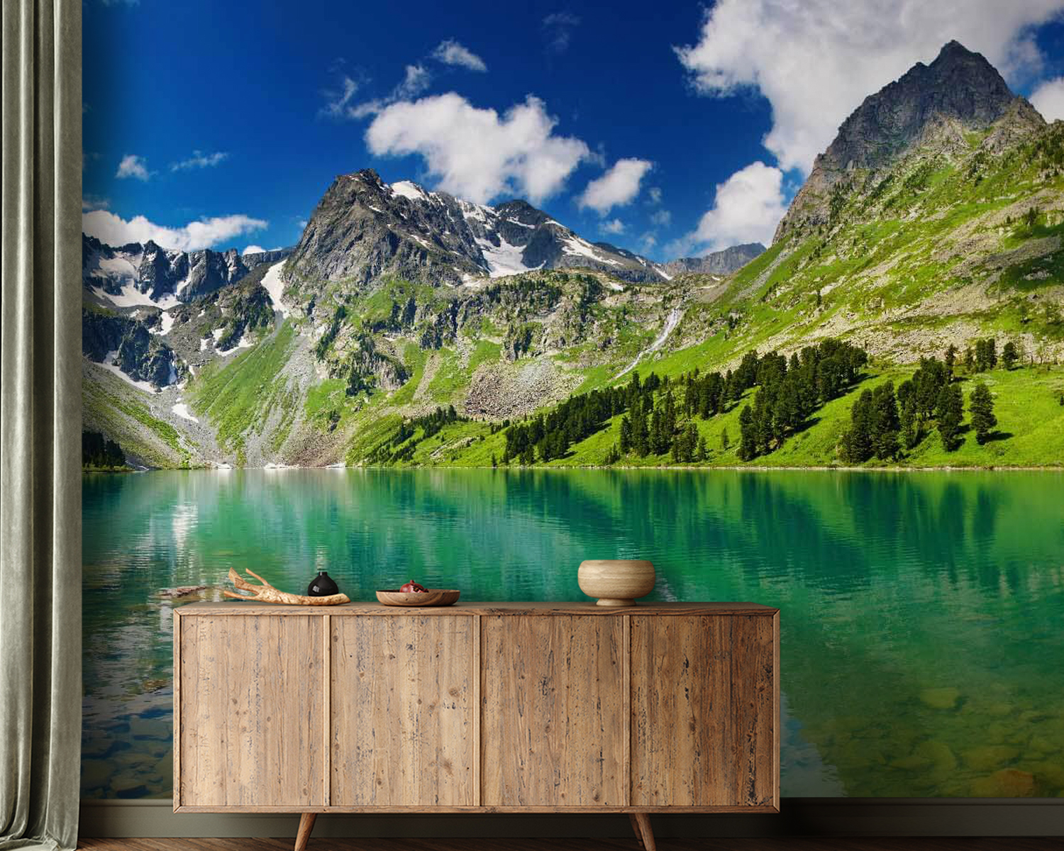 Body of water with mountains and trees Body of water with mountains and trees