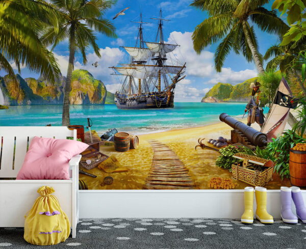 Navio pirata numa praia Navio pirata numa praia