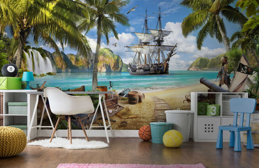 Navio pirata numa praia Navio pirata numa praia