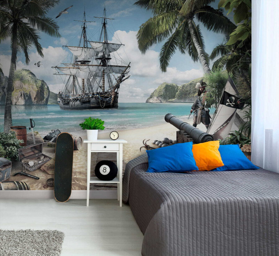 Navio pirata numa praia Navio pirata numa praia